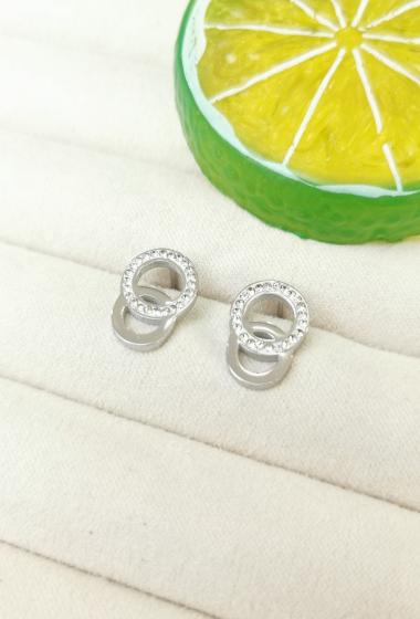 Wholesaler Glam Chic - Rhinestone double circle earring