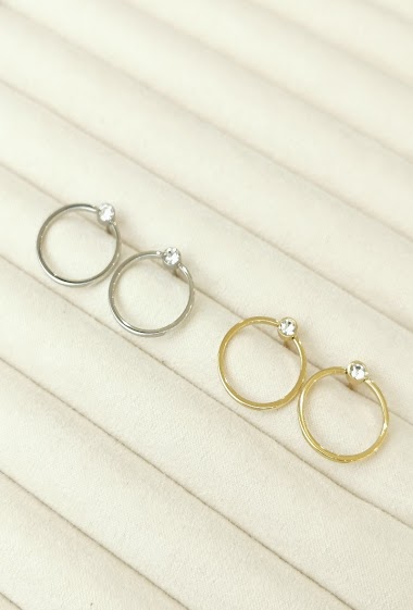 Wholesaler Glam Chic - Circle earring with a stainless steel rhinestone