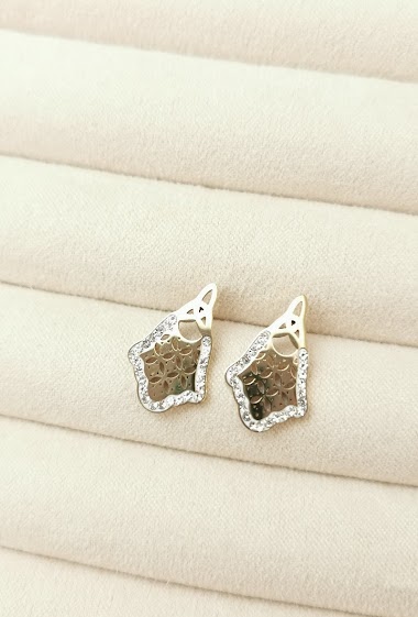 Wholesaler Glam Chic - Bell earring with rhinestones in stainless steel