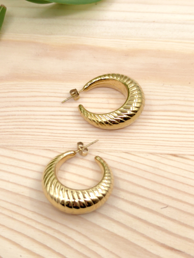 Wholesaler Glam Chic - Stainless steel twisted creole earring