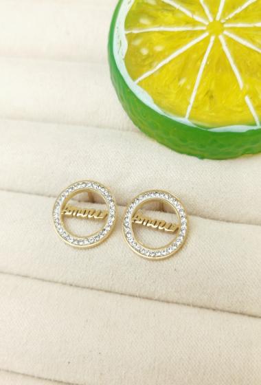 Wholesaler Glam Chic - Love earrings with rhinestone circle