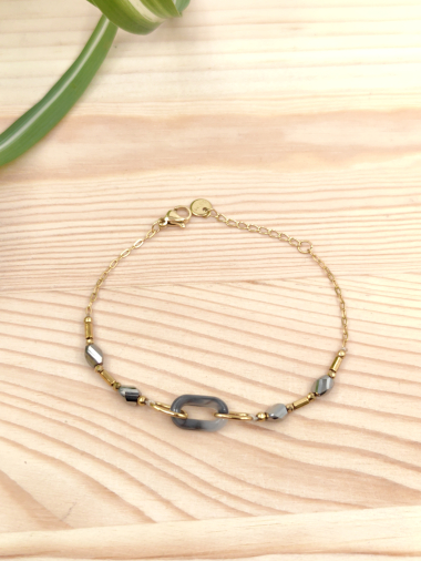 Wholesaler Glam Chic - Acrylic Bracelet with Stainless Steel Crystal
