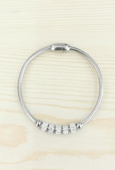 Mayorista Glam Chic - Magnetic bracelet with stainless steel rhinestones