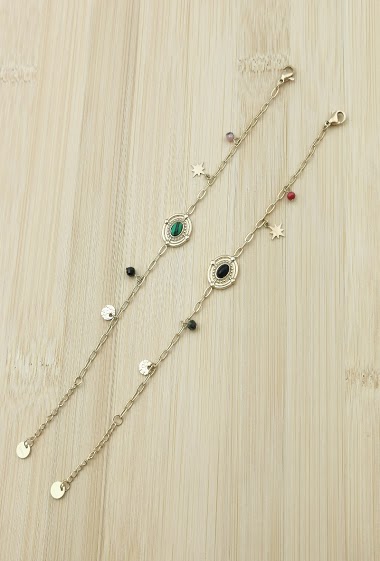 Wholesaler Glam Chic - Bracelet with natural stone in stainless steel