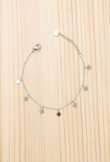 Grossiste Glam Chic - Bracelet breloque étoile en acier inoxydable