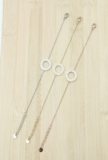 Grossiste Glam Chic - Bracelet cercle avec strass en acier inoxydable
