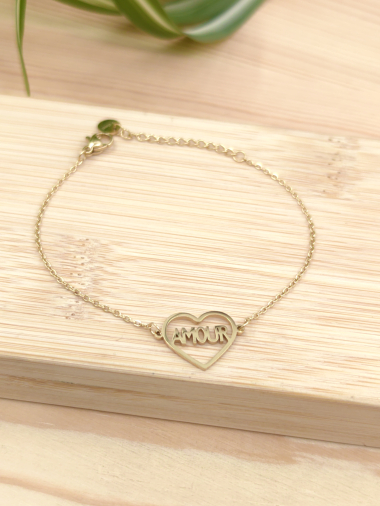 Wholesaler Glam Chic - LOVE heart bracelet in stainless steel