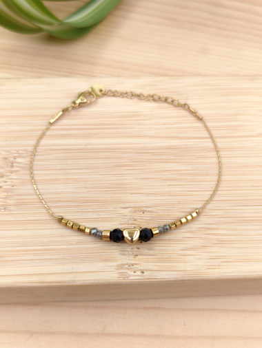 Grossiste Glam Chic - Bracelet cristal avec coeur en acier inoxydable