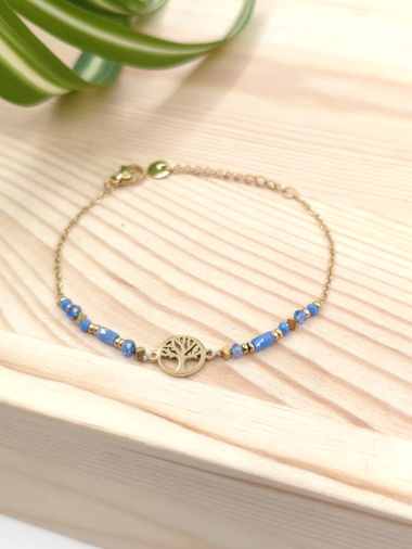 Grossiste Glam Chic - Bracelet crystal avec arbre de vie en acier inoxydable