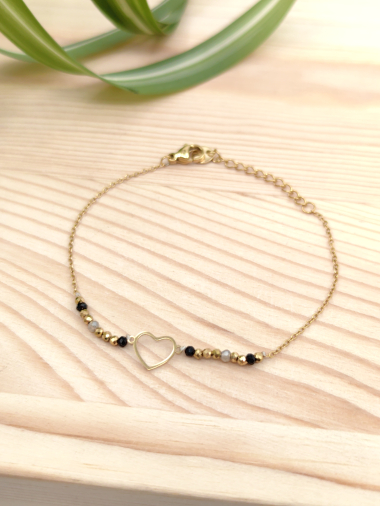 Grossiste Glam Chic - Bracelet crystal avec coeur en acier inoxydable