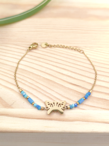 Wholesaler Glam Chic - Crystal bracelet with stainless steel butterfly