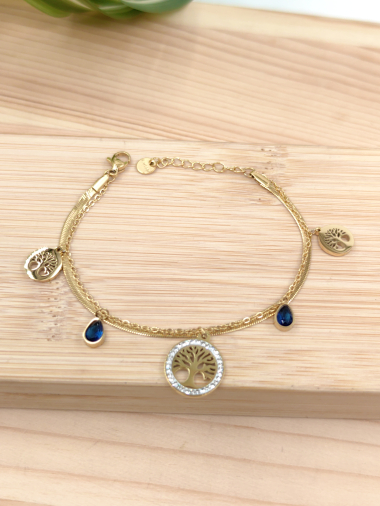 Wholesaler Glam Chic - Double bracelet with tree of life in stainless steel