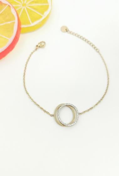 Wholesaler Glam Chic - Double circles bracelet with rhinestones in stainless steel