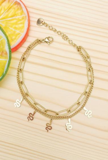 Wholesaler Glam Chic - Snake Tassel Double Chain Bracelet