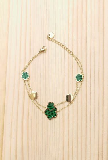 Wholesaler Glam Chic - Stainless Steel Flower Double Chain Bracelet