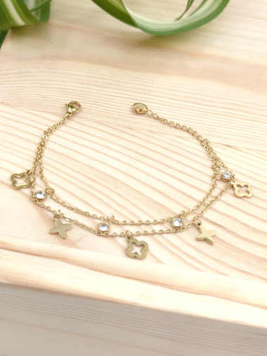Wholesaler Glam Chic - Stainless steel double clover bracelet