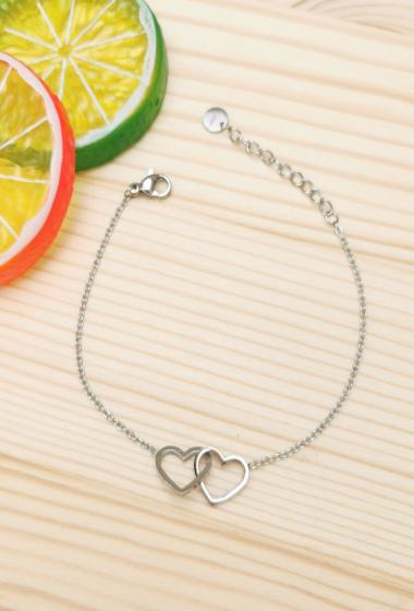 Wholesaler Glam Chic - Simple crossed double hearts bracelet