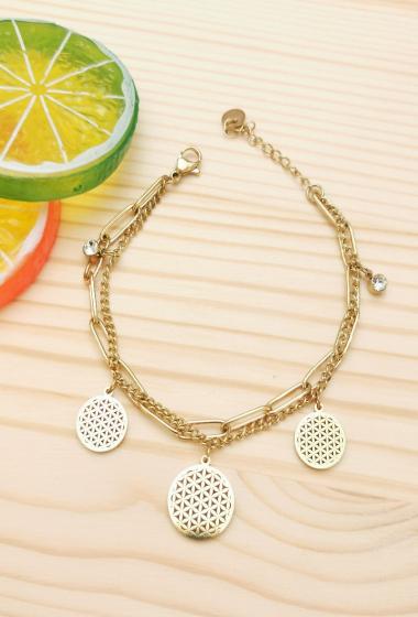 Wholesaler Glam Chic - Round Tassel Double Chain Bracelet