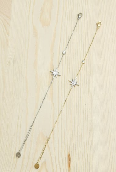 Wholesaler Glam Chic - Star bracelet with stainless steel rhinestones