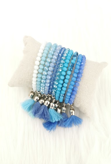 Fancy crystal pompom bracelet set of 10 pieces with cushion