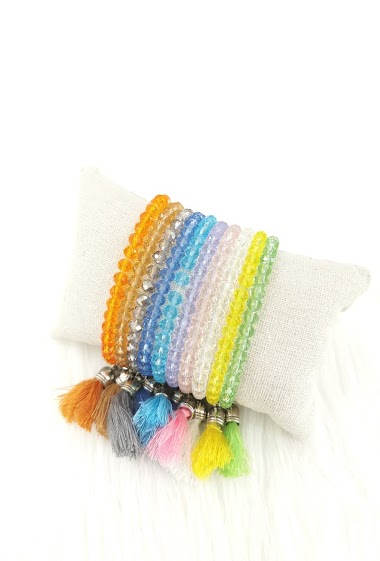 Mayorista Glam Chic - Fancy crystal pompom bracelet set of 10 pieces with cushion