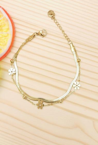 Wholesaler Glam Chic - Double Chain Flower Bracelet