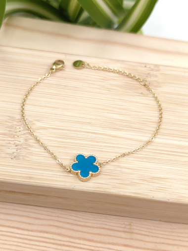 Wholesaler Glam Chic - Flower bracelet with color in stainless steel