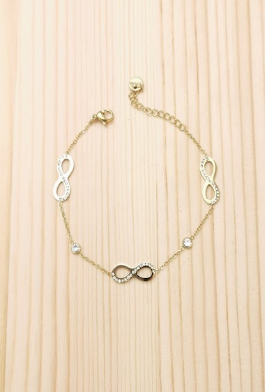 Großhändler Glam Chic - Infinity bracelet with rhinestones in stainless steel