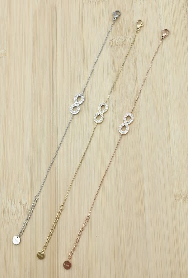 Wholesaler Glam Chic - Stainless steel rhinestone infinity bracelet