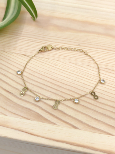 Wholesaler Glam Chic - Infinity bracelet with rhinestones in stainless steel