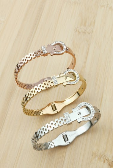 Großhändler Glam Chic - Stainless steel belt bangle bracelet