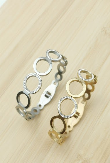 Grossiste Glam Chic - Bracelet jonc cercle en acier inoxydable