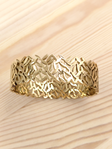 Wholesaler Glam Chic - Stainless steel leaf bangle bracelet