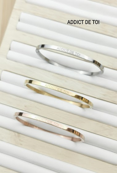 Wholesaler Glam Chic - Stainless steel message bangle bracelet ADDICT DE TOI