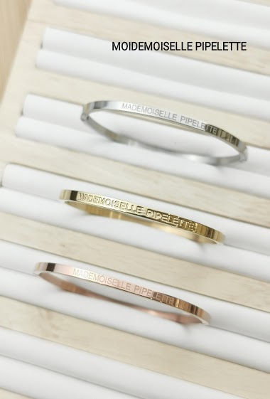 Wholesaler Glam Chic - Stainless steel message bangle bracelet MADEMOISELLE PIPELETTE