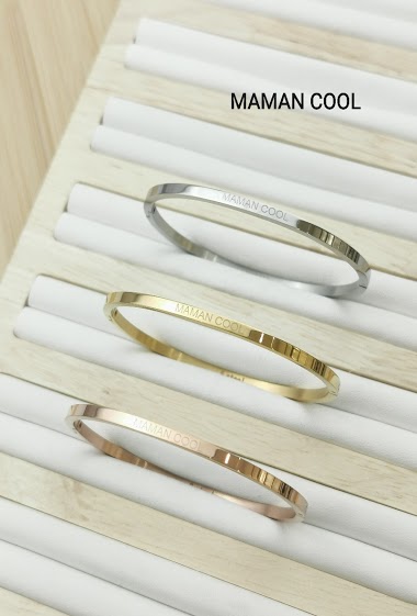 Wholesaler Glam Chic - Stainless steel message bangle bracelet MAMAN COOL