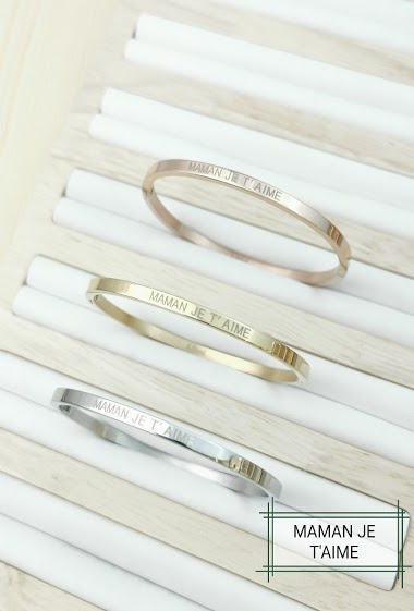 Mayorista Glam Chic - MAMAN JE T'AIME message bangle in stainless steel