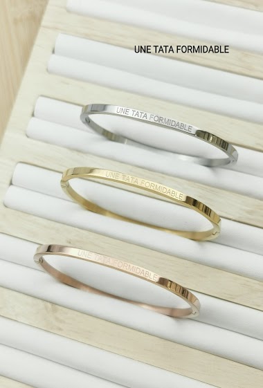 Wholesaler Glam Chic - message bangle in stainless steel UNE TATA FORMIDABLE