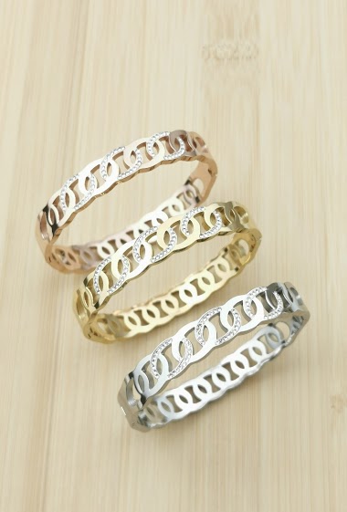 Großhändler Glam Chic - Stainless steel rhinestone bangle bracelet