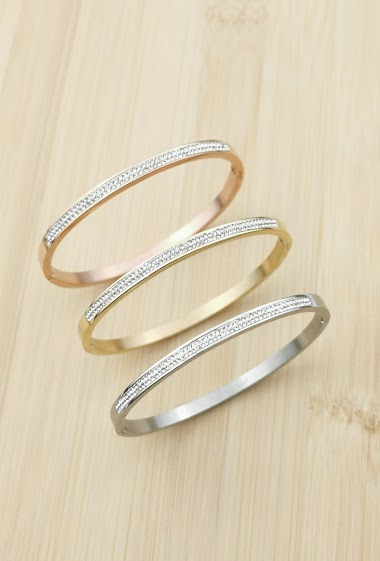 Wholesaler Glam Chic - Stainless steel rhinestone bangle bracelet