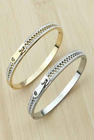 Wholesaler Glam Chic - Zip bangle in stainless steel
