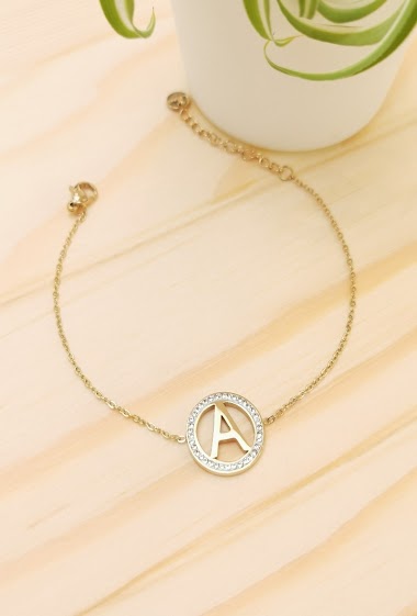 Wholesaler Glam Chic - Stainless steel alphabet letter A bracelet