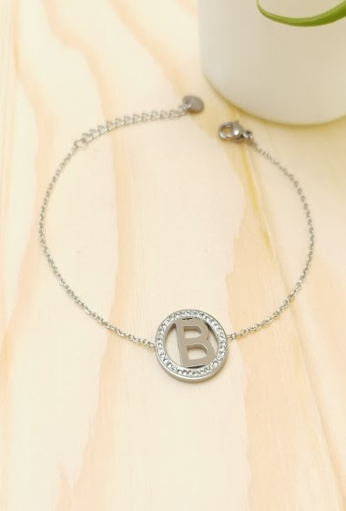 Wholesaler Glam Chic - Stainless steel alphabet letter B bracelet