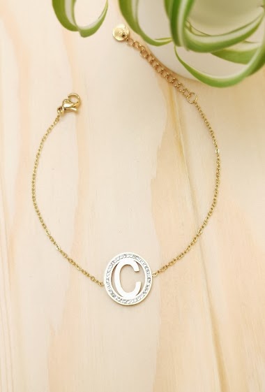 Wholesaler Glam Chic - Stainless steel alphabet letter C bracelet