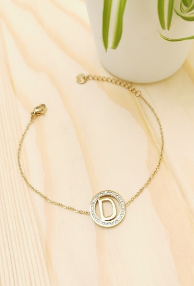 Wholesaler Glam Chic - Stainless steel alphabet letter D bracelet