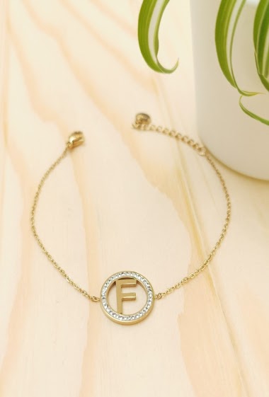 Wholesaler Glam Chic - Stainless steel alphabet letter F bracelet