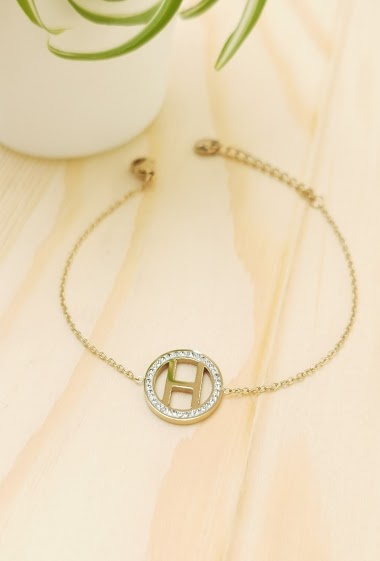 Wholesaler Glam Chic - Stainless steel alphabet letter H bracelet