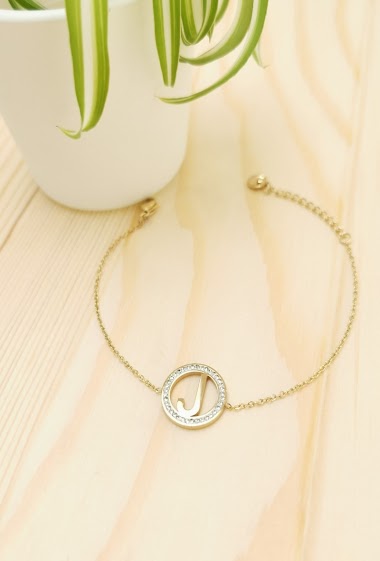 Wholesaler Glam Chic - Stainless steel alphabet letter J bracelet