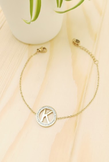Wholesaler Glam Chic - Stainless steel alphabet letter K bracelet