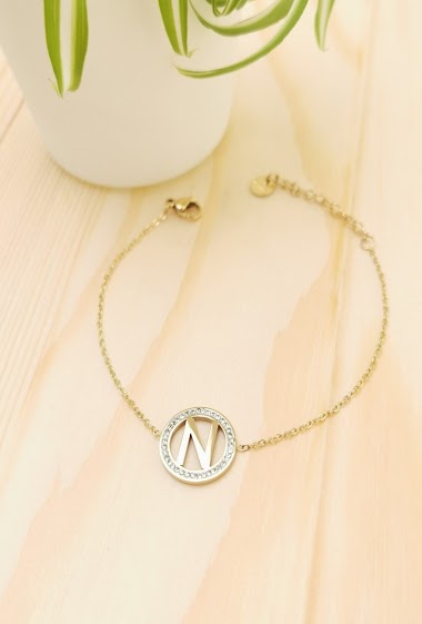 Wholesaler Glam Chic - Stainless steel alphabet letter N bracelet